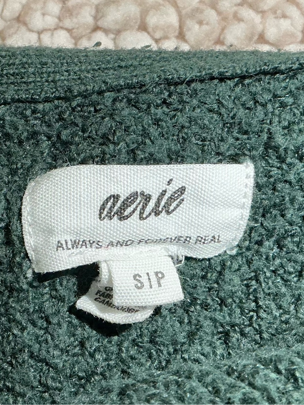 Aerie Dark Green V-Neck Collar Waffle Knit Sweater - Picture 6 of 9